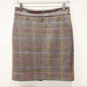 J. Crew Plaid Tweed Pencil Skirt Wool Size 2